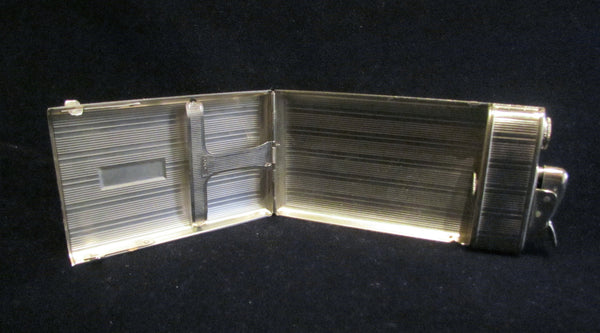 1940s Evans Cigarette Case Lighter Art Deco Silver Excellent Working Condition