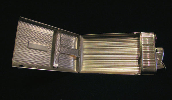 1940s Evans Cigarette Case Lighter Art Deco Silver Excellent Working Condition