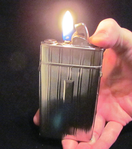 1940s Evans Cigarette Case Lighter Art Deco Silver Excellent Working Condition