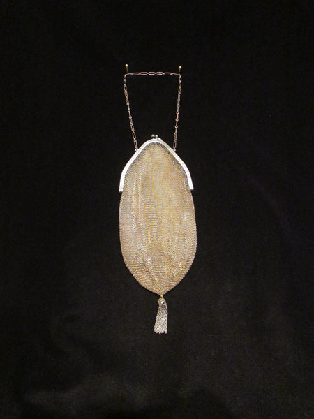 1920s Silver Mesh Purse Antique Bliss Soldered Mesh Purse Formal Evening Bag Wedding Bridal