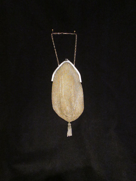 1920s Silver Mesh Purse Antique Bliss Soldered Mesh Purse Formal Evening Bag Wedding Bridal
