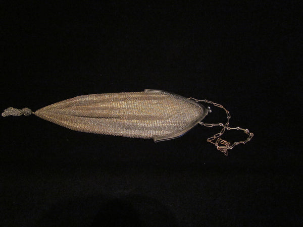 1920s Silver Mesh Purse Antique Bliss Soldered Mesh Purse Formal Evening Bag Wedding Bridal