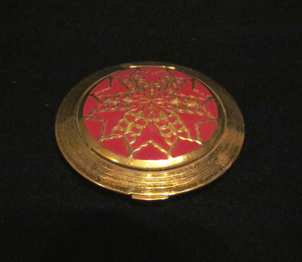 Richard Hudnut Brocade Compact Red Enamel And Gold Makeup Compact