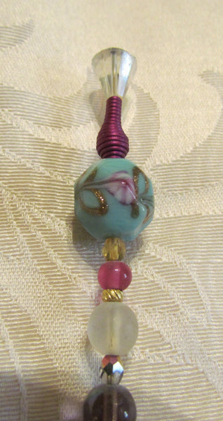 OOAK Handmade Stick Pin Beaded Hat Pin One Of A Kind Iridescent Crystal