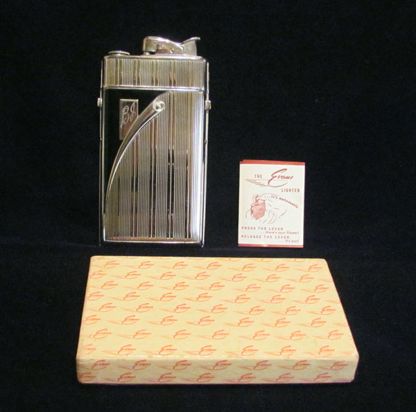 Evans Cigarette Case 1940s Silver Black Enamel Excellent Working Condition Original Box
