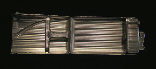 Evans Cigarette Case 1940s Silver Black Enamel Excellent Working Condition Original Box