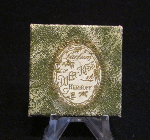 Vintage Djer Kiss Compact Powder Rouge Mirror Gold And Green Enamel With New Boxed Powder & Puff Refill