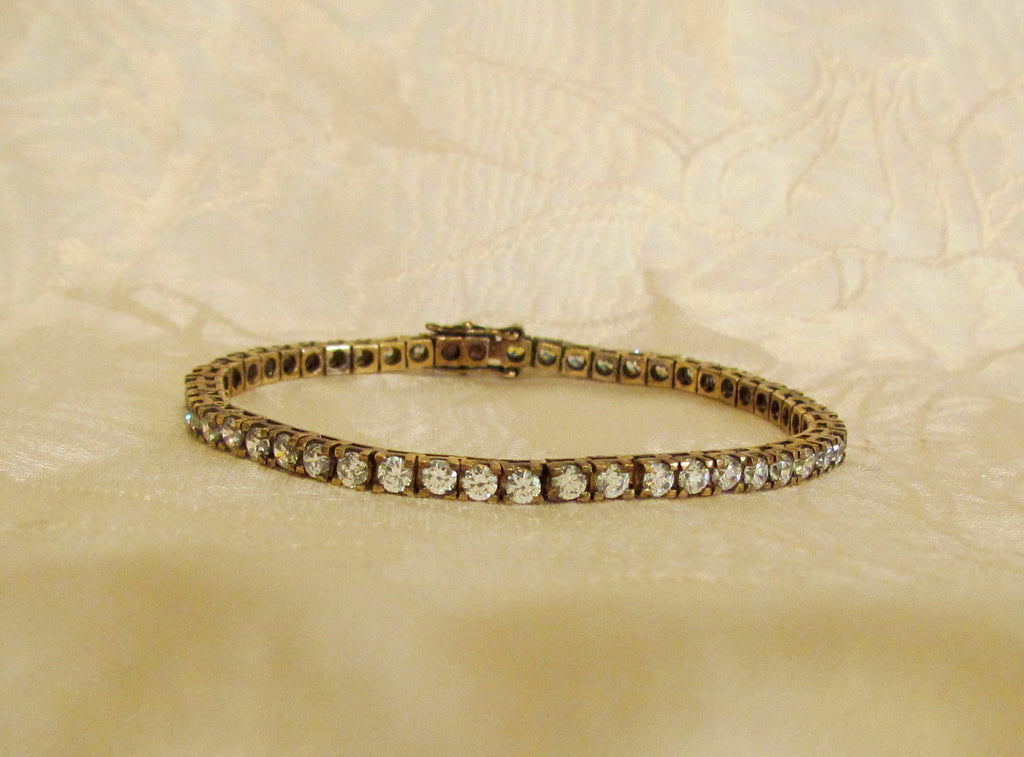 925 Sterling Silver Tennis Bracelet Sparkling Crystal Bracelet Gold Sterling Hallmarked