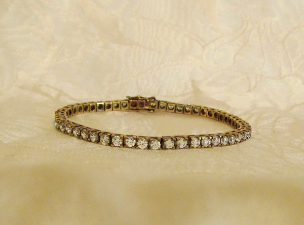 925 Sterling Silver Tennis Bracelet Sparkling Crystal Bracelet Gold Sterling Hallmarked