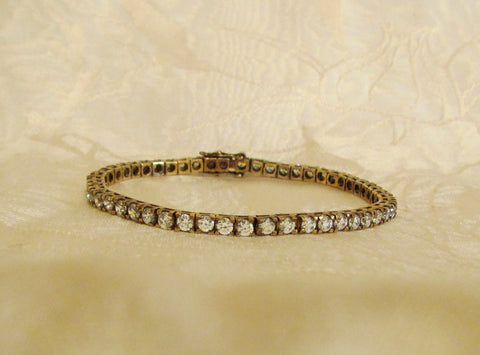 925 Sterling Silver Tennis Bracelet Sparkling Crystal Bracelet Gold Sterling Hallmarked