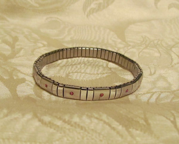 Stainless Steel Pink Swarovski Cystal Expansion Bracelet Unused