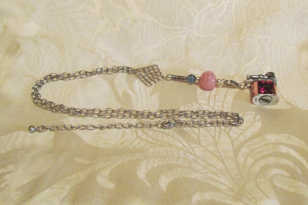 Vintage Lift Arm Lighter Necklace OOAK Handmade Detachable Holographic Lighter Necklace Working Lighter