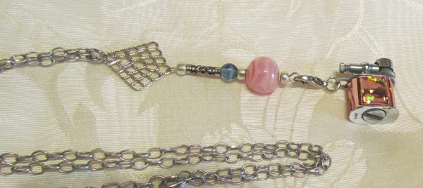 Vintage Lift Arm Lighter Necklace OOAK Handmade Detachable Holographic Lighter Necklace Working Lighter