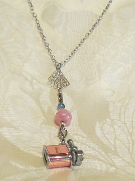 Vintage Lift Arm Lighter Necklace OOAK Handmade Detachable Holographic Lighter Necklace Working Lighter
