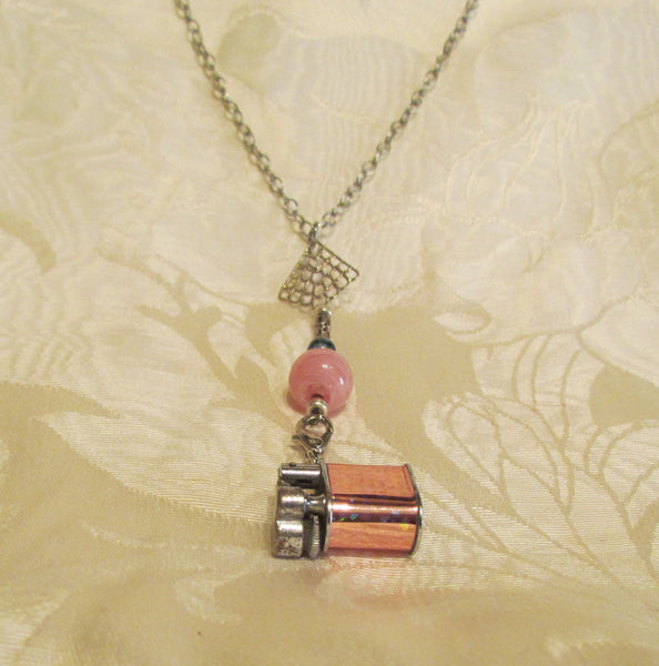 Vintage Lift Arm Lighter Necklace OOAK Handmade Detachable Holographic Lighter Necklace Working Lighter