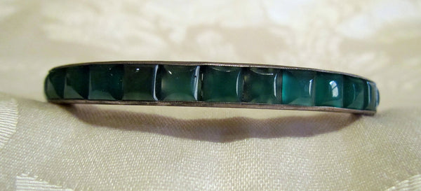 Vintage Sterling Silver Bracelet 1930s Green Aventurine Excellent Condition