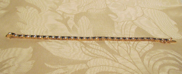 Sterling Silver Tennis Bracelet Sparkling Crystal & Sapphire Bracelet Gold Sterling Hallmarked