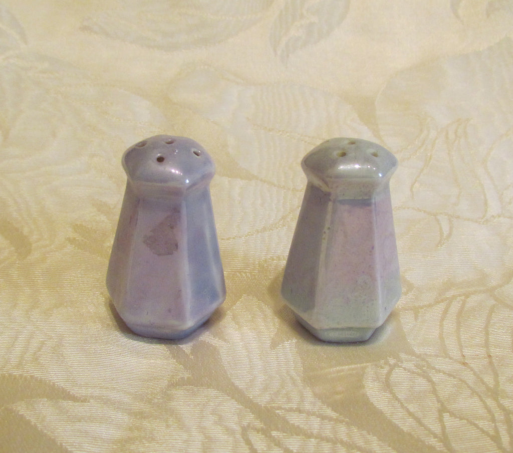 Blue Lusterware Salt & Pepper Shakers Set 1930s Pair Of Shakers