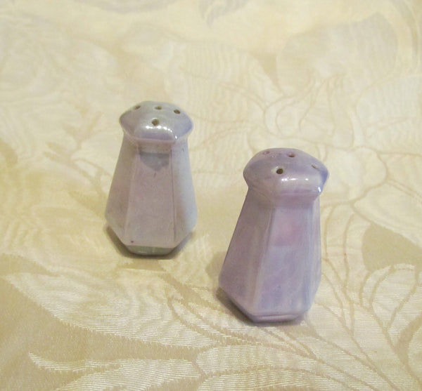 Blue Lusterware Salt & Pepper Shakers Set 1930s Pair Of Shakers