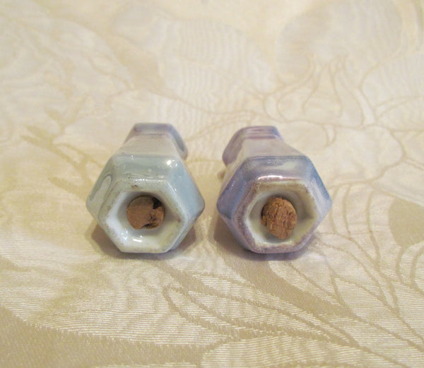 Blue Lusterware Salt & Pepper Shakers Set 1930s Pair Of Shakers