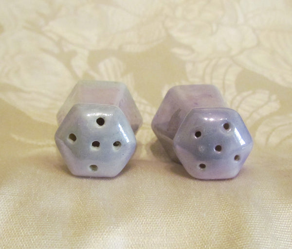 Blue Lusterware Salt & Pepper Shakers Set 1930s Pair Of Shakers