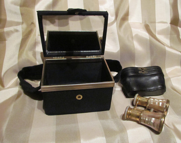 1800s LeMaire Fi Mother Of Pearl Opera Glasses Antique Paris Theater Glasses 1920s Morie Tapestry Box Purse