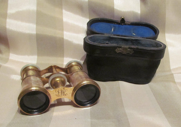 1800s LeMaire Fi Mother Of Pearl Opera Glasses Antique Paris Theater Glasses 1920s Morie Tapestry Box Purse