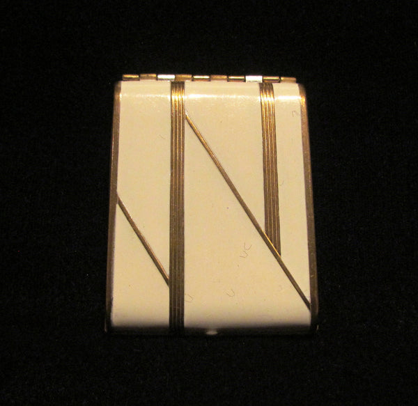 Vanstyle Ivory Enamel Powder And Rouge Compact 1930's Vintage Compact