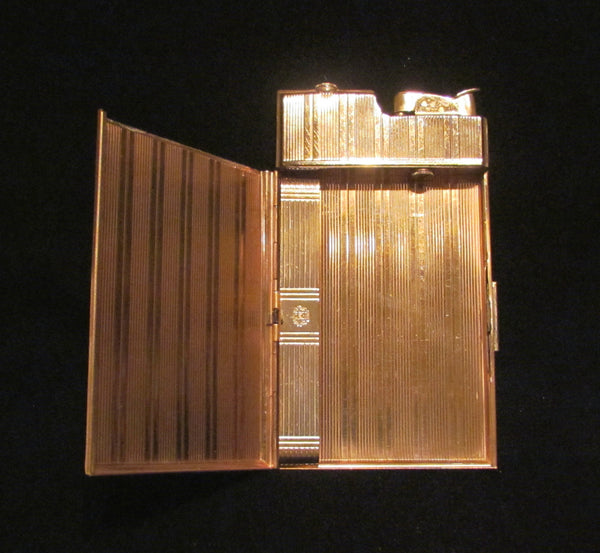 1940s Evans Case Lighter Vintage Rose Gold Banner Case Light Art Deco Working In The Original Box