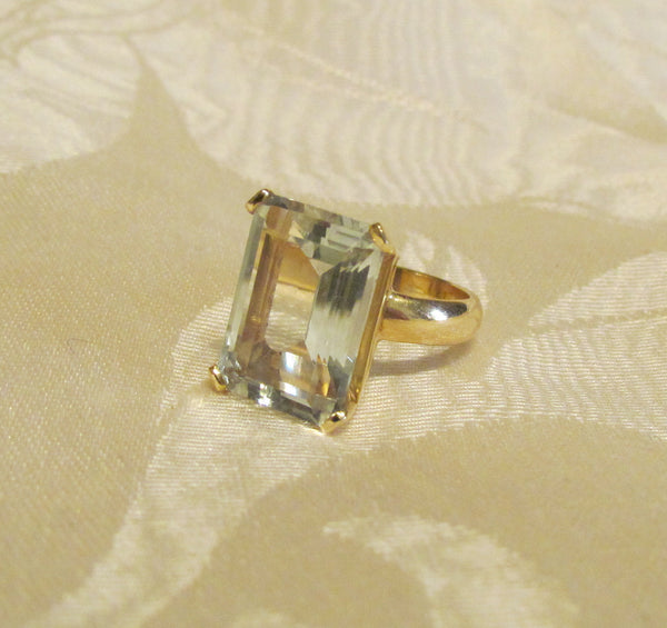 14Kt Gold Ring 11ct Prasiolite Ring High Fashion Bruce Magnotti Cocktail Ring Fine Jewelry Size 5 1/4