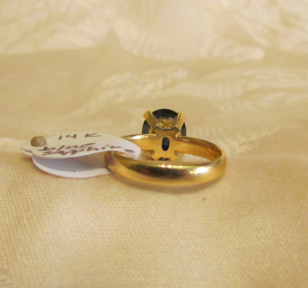 14Kt Gold Sapphire Ring 4.75ct Natural Blue Sapphire Bruce Magnotti Cocktail Ring Fine Jewelry Size 7 1/4