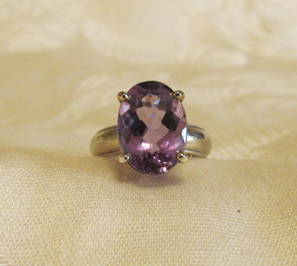 14Kt White Gold Ring 5.90ct Amethyst Ring High Fashion Bruce Magnotti Cocktail Ring Fine Jewelry Size 7 3/4