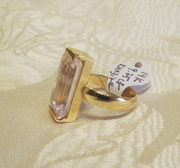 9.75ct Pink Kunzite 14Kt Gold Ring High Fashion Bruce Magnotti Cocktail Ring Fine Jewelry Size 7