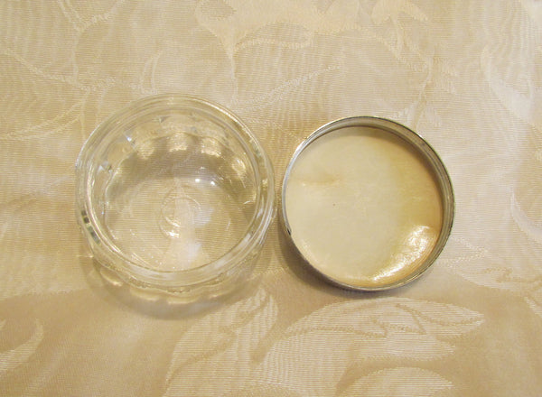 Powder Jar Guilloche Celluloid Art Deco Vanity Jar 1940s Glass Trinket Holder Storage