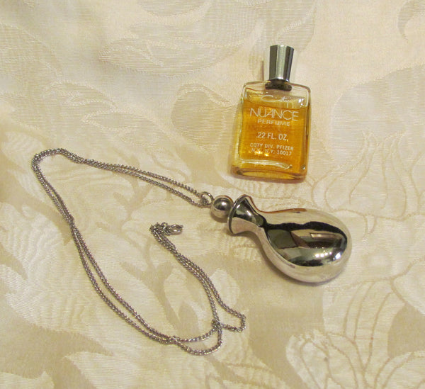 Silver Perfume Bottle Necklace Coty Nuance Perfume Boxed Gift Set Unused Mint Condition