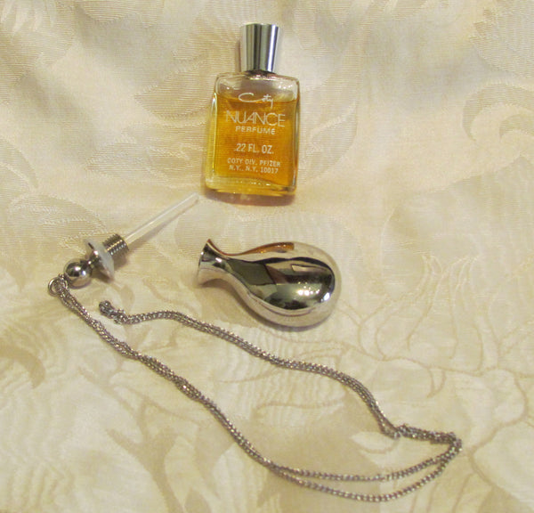 Silver Perfume Bottle Necklace Coty Nuance Perfume Boxed Gift Set Unused Mint Condition