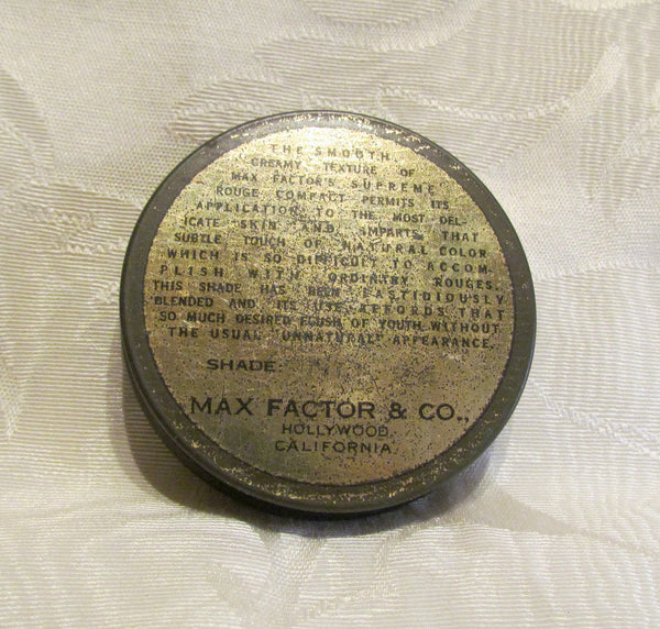 1930s Max Factor Supreme Rouge Tin Vintage Powder Tin