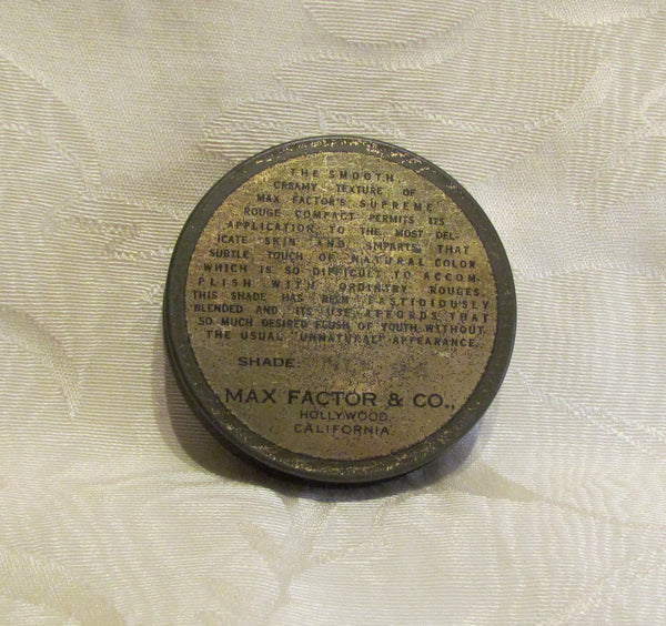 1930s Max Factor Supreme Rouge Tin Vintage Powder Tin