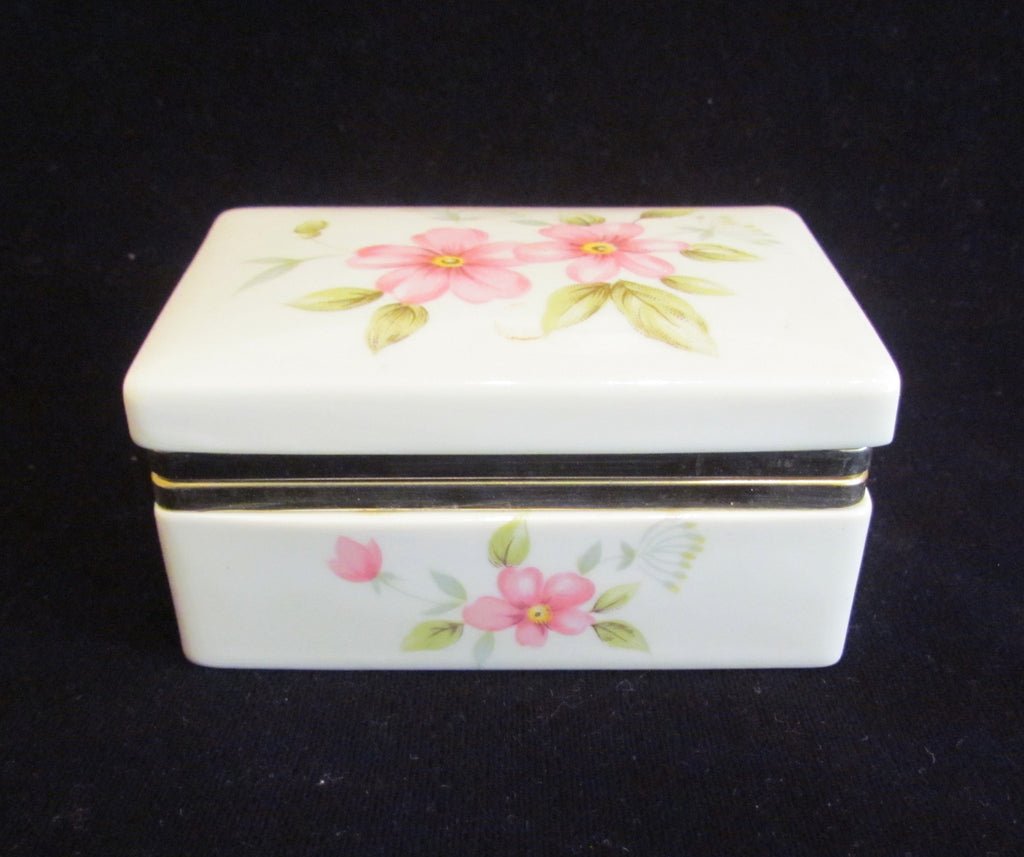 Vintage Box Jewelry Box Trinket Box Ceramic Box Floral Box Porcelain Box
