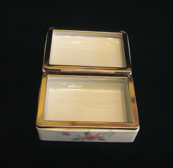 Vintage Box Jewelry Box Trinket Box Ceramic Box Floral Box Porcelain Box