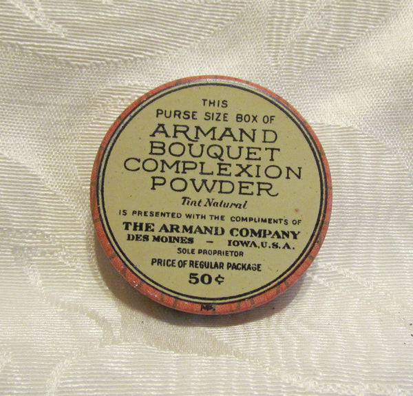 Vintage Powder Tin Armand Bouquet Complexion Powder Tin Full Sample Tin