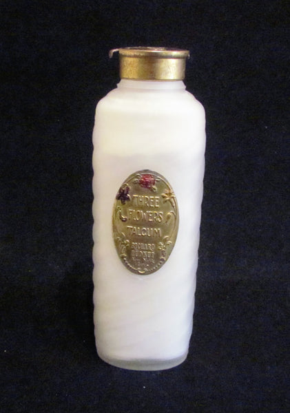 Three Flowers Richard Hudnut Talcum Powder Bottle Powder Bottle Excellent Condition