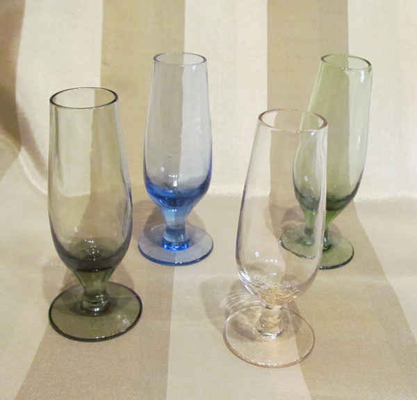 Vintage Cordial Glasses Set Of 8 Depression Glass Rainbow Colors 1940s Bar Shot Glasses