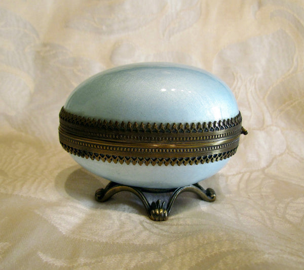Evans Guilloche Egg Lighter Ashtray Set Blue Enamel 1950s Table Lighter Mid Century Rare Set