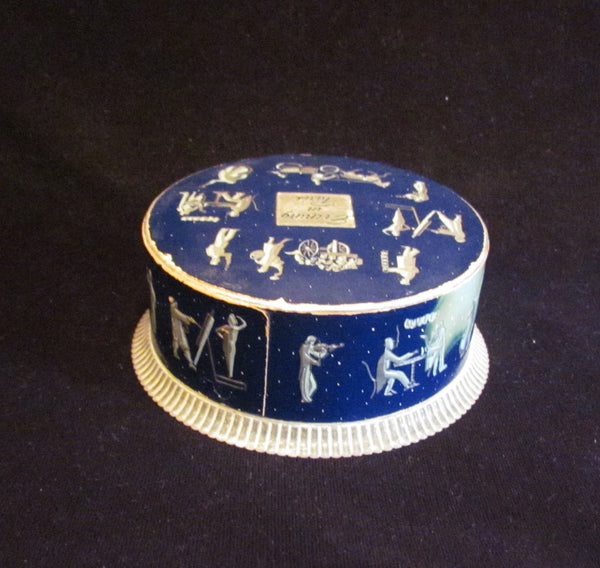 Evening In Paris Powder Box 1940s Bourjois Powder Container Dark Blue & Silver
