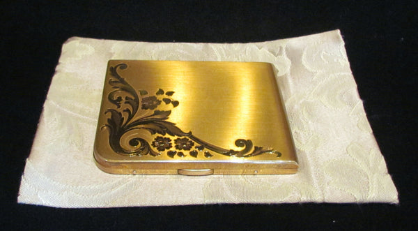 Elgin American Cigarette Case 1940s Gold Business Card Case Etched Pattern