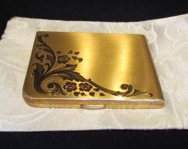 Elgin American Cigarette Case 1940s Gold Business Card Case Etched Pattern