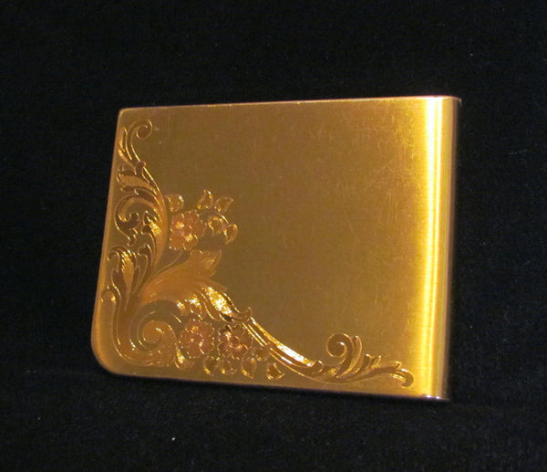 Elgin American Cigarette Case 1940s Gold Business Card Case Etched Pattern