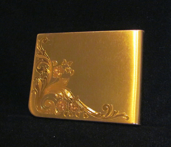 Elgin American Cigarette Case 1940s Gold Business Card Case Etched Pattern