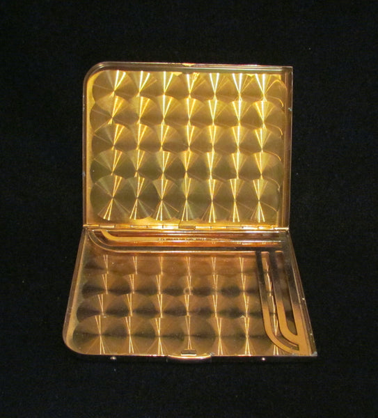Elgin American Cigarette Case 1940s Gold Business Card Case Etched Pattern
